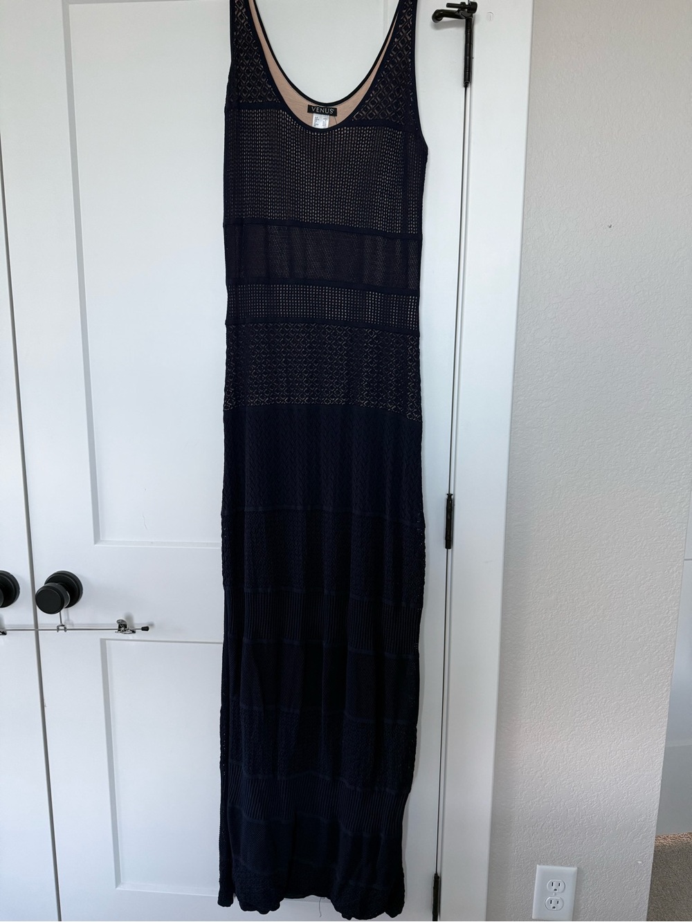 Venus Boho Crochet Sleeveless Maxi Dress w/ Inner Lining Navy XL